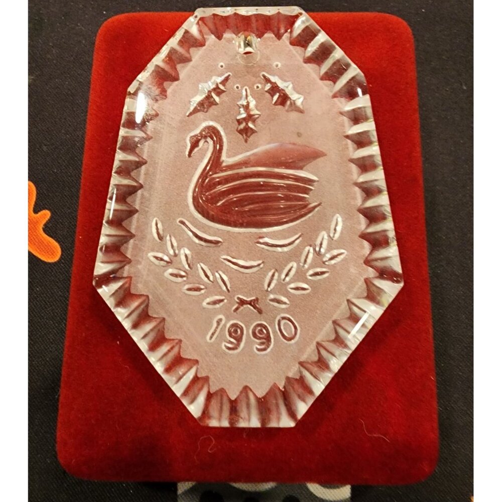 Waterford Crystal 1990 12 Days of Christmas Ornament With Red Velvet Box